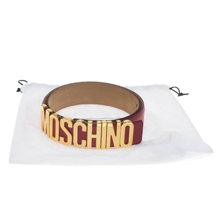 مملوكة مسبقًا Moschino Red Leather Logo Belt 100 CM
