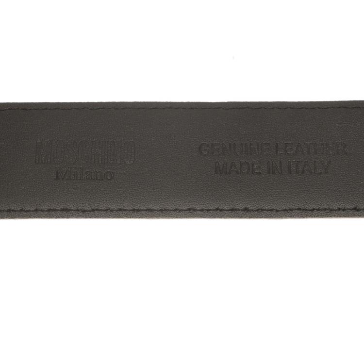 Pre Owned Moschino Red Leather Logo Belt 95 CM