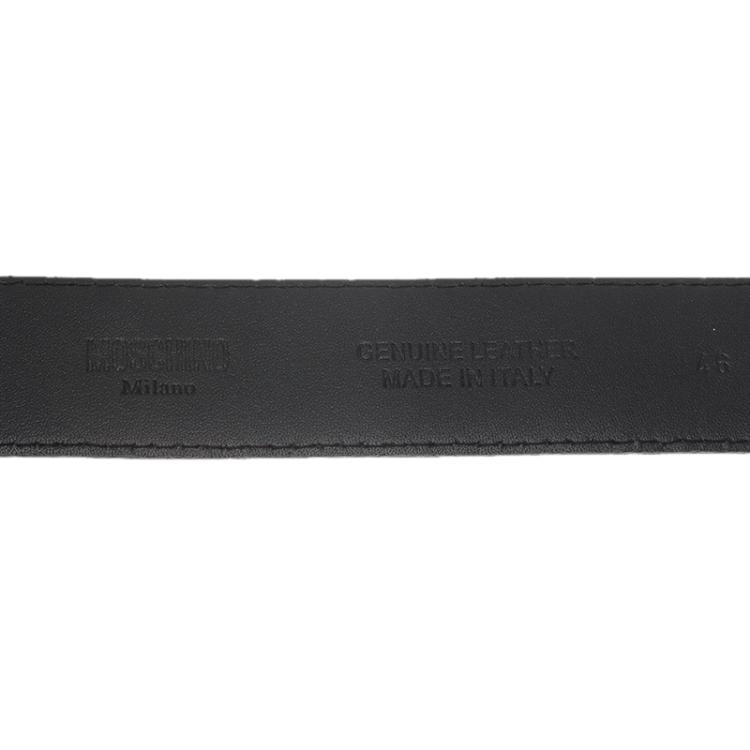 مملوكة مسبقًا Moschino Black Leather Logo Chain Belt 115 CM
