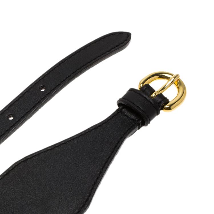 مملوكة مسبقًا Moschino Black Leather Logo Charm Belt 105CM