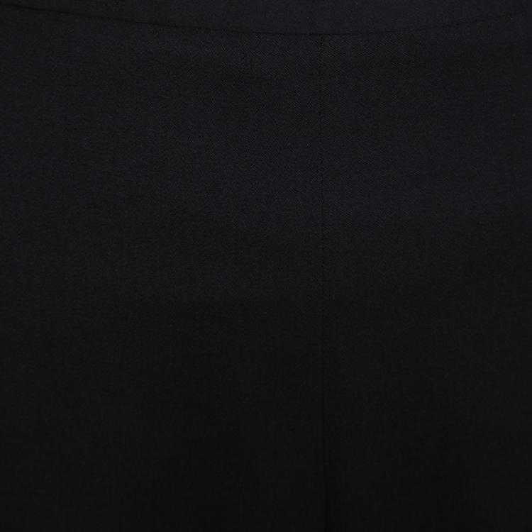 Pre Owned Moschino Couture Black Wool Embroidered Inches and Arrow Detail Pants S