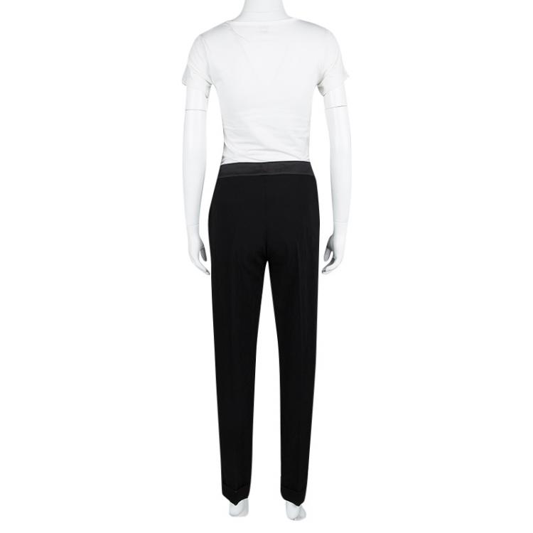 Pre Owned Moschino Couture Black Diamond Top Stitch Detail Trousers M