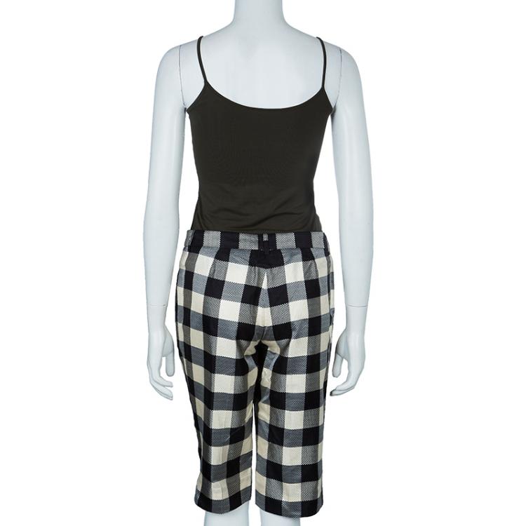Pre Owned Moschino Monochrome Checked Knee Length Shorts M