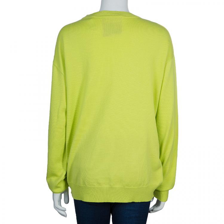 Pre Owned Moschino Couture Green Soda Pop Printed Sweater L