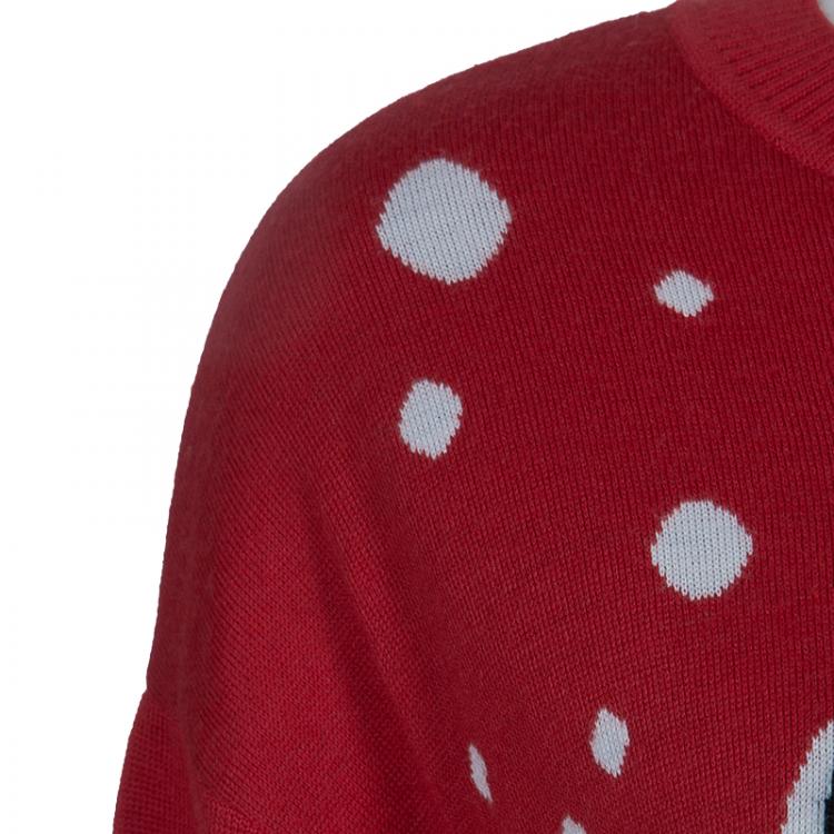 Pre Owned Moschino Drink Print Knit Sweater L
