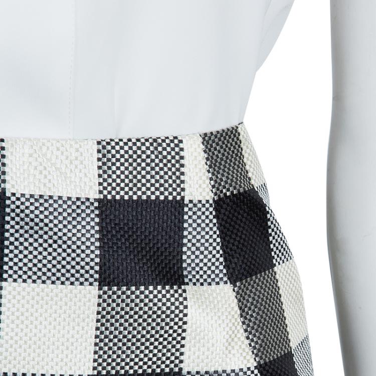 Pre Owned Moschino Black and White Checked Skirt L