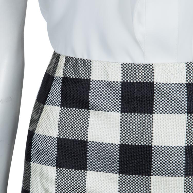 Pre Owned Moschino Black and White Checked Skirt L