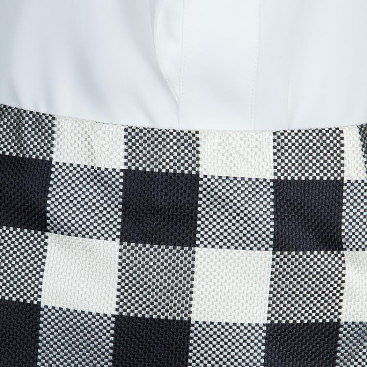 Pre Owned Moschino Black and White Checked Skirt L