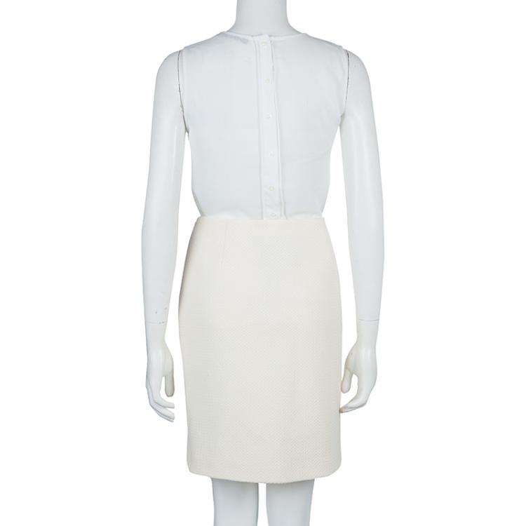 Pre Owned Moschino Couture Cream Crochet Wool Skirt M