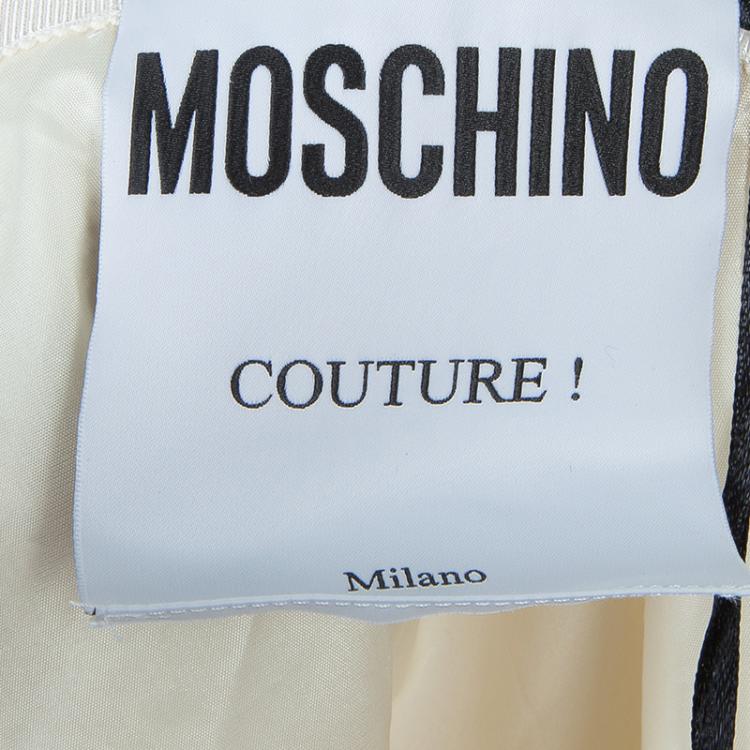Pre Owned Moschino Couture Cream Crochet Wool Skirt M