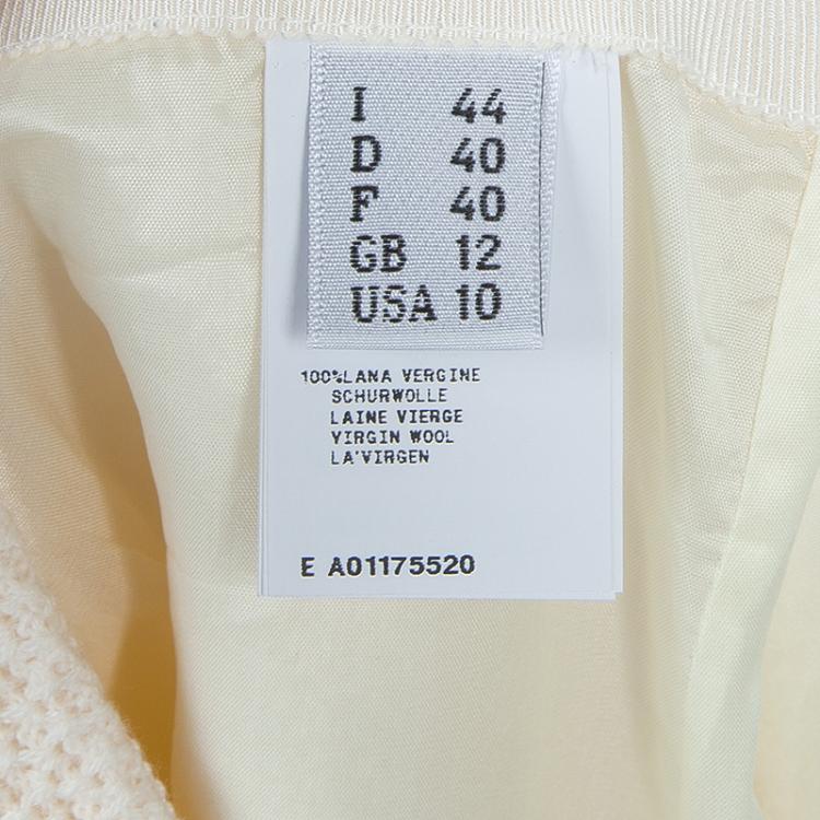 Pre Owned Moschino Couture Cream Crochet Wool Skirt M