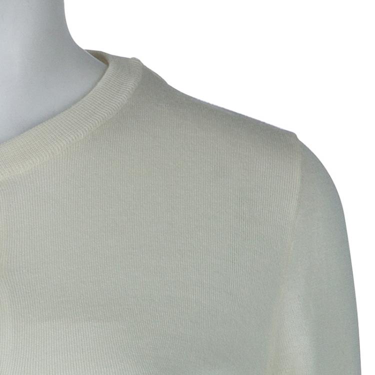 Pre Owned Moschino Boutique Cream Long Sleeve Buttondown Wool Cardigan M