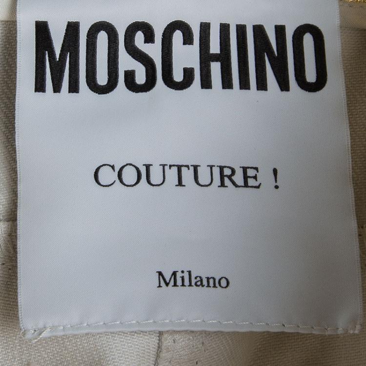 مملوكة مسبقًا Moschino Couture Gold Foil Printed Denim Skinny Jeans S
