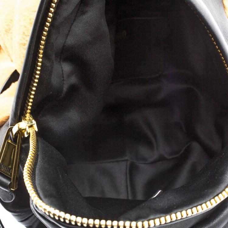 Pre Owned Moschino Black Leather Plush Teddy Bear Backpack