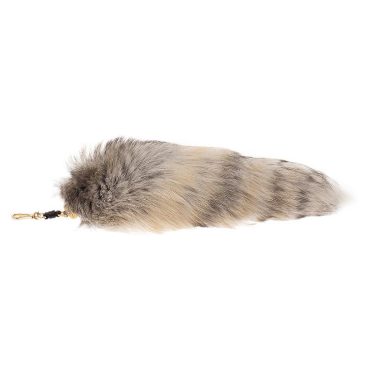 Pre Owned Moschino Light Grey Fox Fur Bag Charm