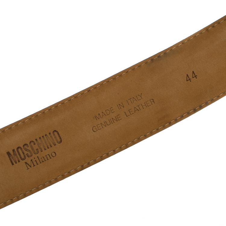 Pre Owned Moschino Red Leather Logo Belt 110 CM