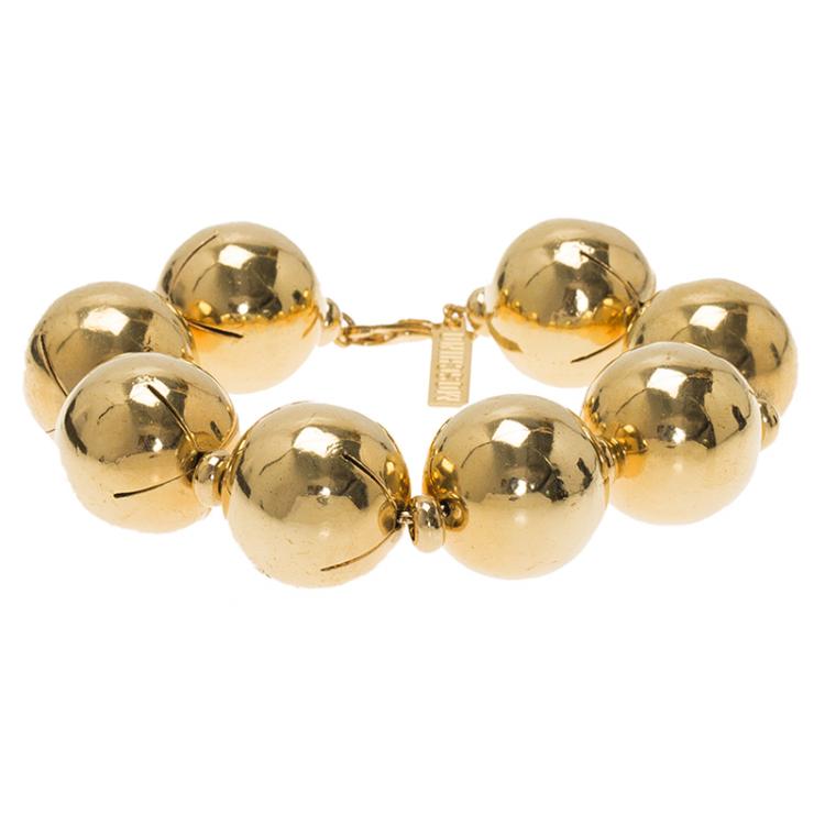 Pre Owned Moschino Bead Gold Tone Bracelet