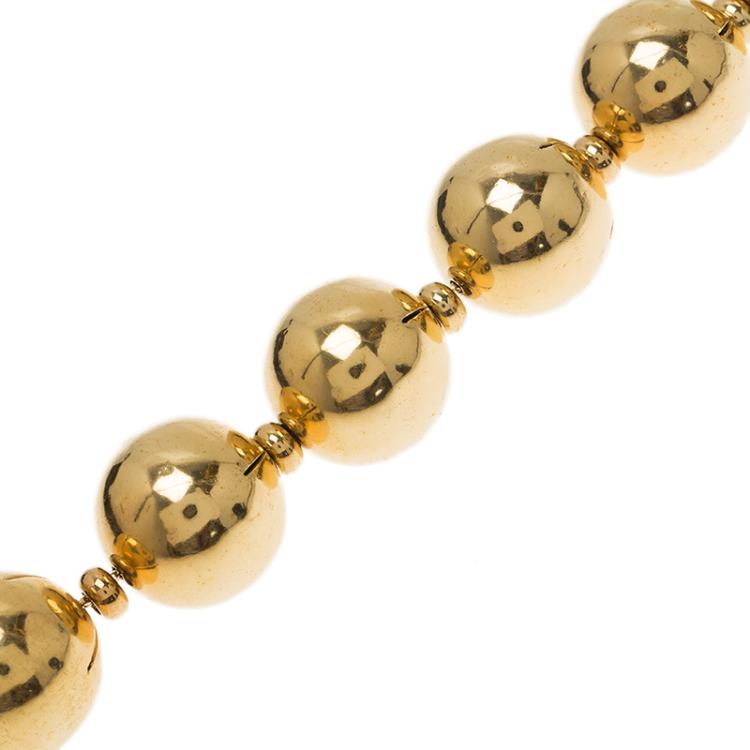 Pre Owned Moschino Bead Gold Tone Bracelet