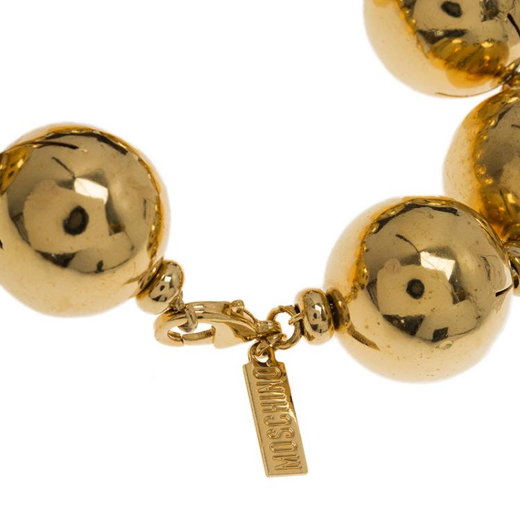 Pre Owned Moschino Bead Gold Tone Bracelet