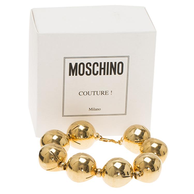 Pre Owned Moschino Bead Gold Tone Bracelet