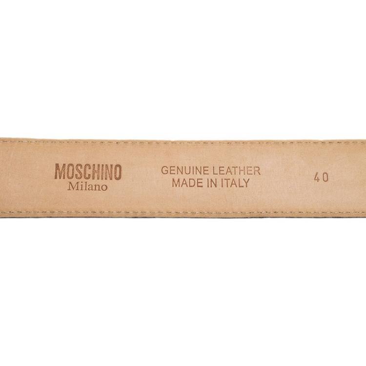 Pre Owned Moschino Red Leather Capsule Collection Mc Donal's Belt 90CM