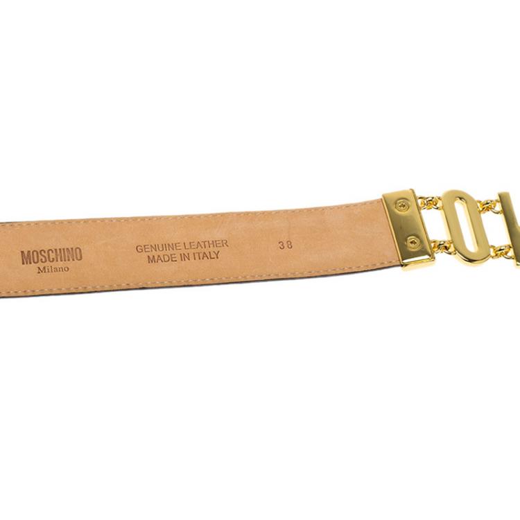 مملوكة مسبقًا Moschino Red Leather Logo Chain Belt 95 CM