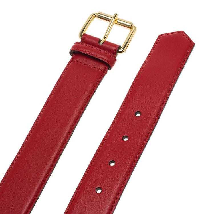 مملوكة مسبقًا Moschino Red Leather Logo Chain Belt 95 CM