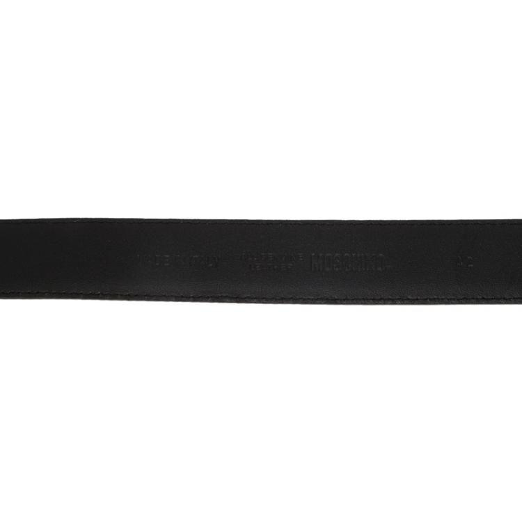 Pre Owned Moschino Brown Leather Logo Belt 105 CM
