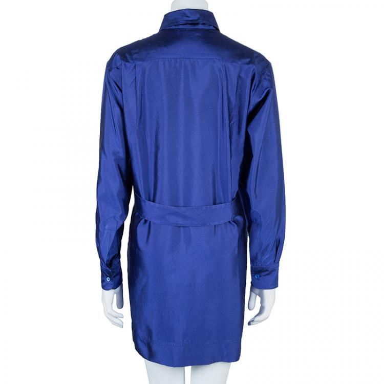Pre Owned Moschino Royal Blue Long Sleeve Dress S