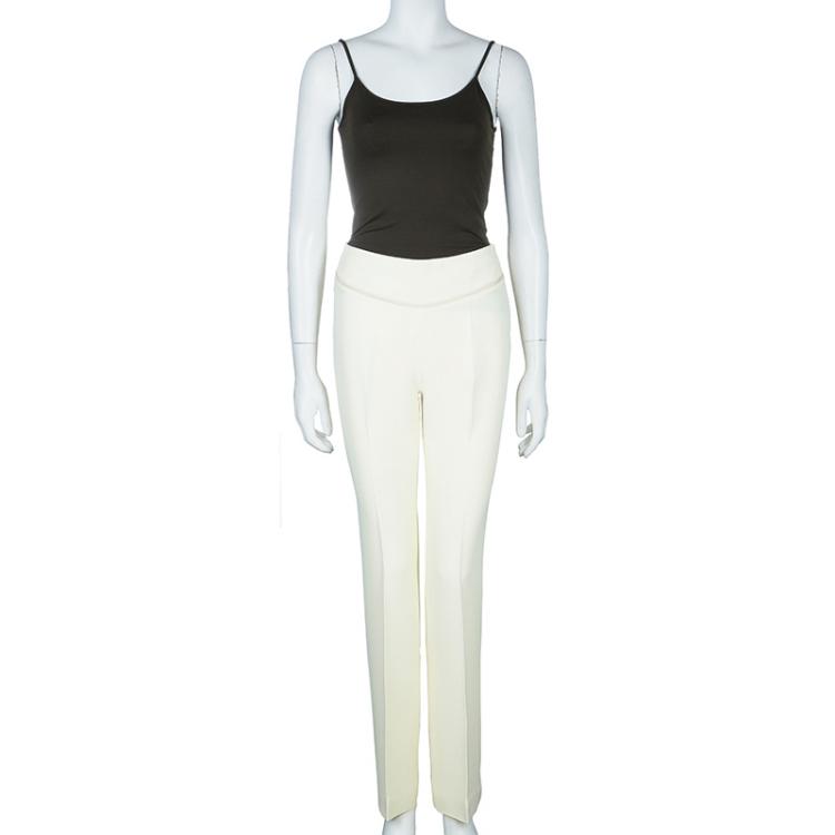 Pre Owned Moschino Cream Flare Pants S