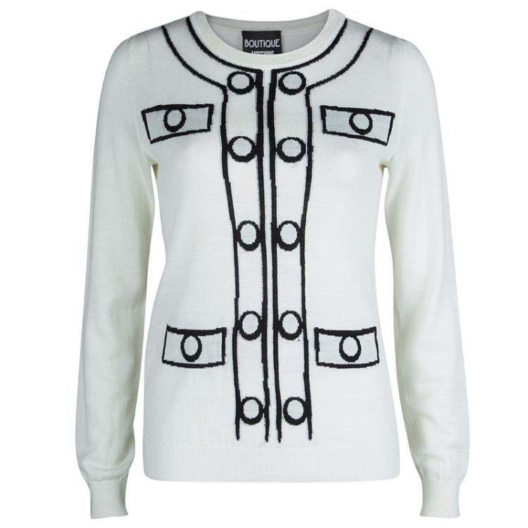 Pre Owned Moschino Boutique Monochrome Sweater S