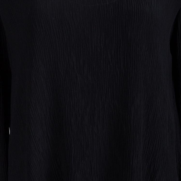 Pre Owned Moschino Couture Black Crinkled Silk Long Sleeve Top M
