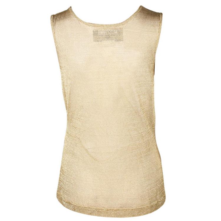 Pre Owned Moschino Couture Gold Mesh Sleeveless Top L