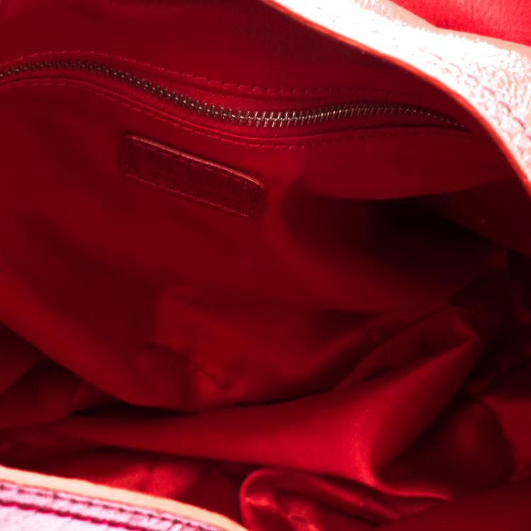 Pre Owned Moschino Red Patent Leather Double Pocket Hobo