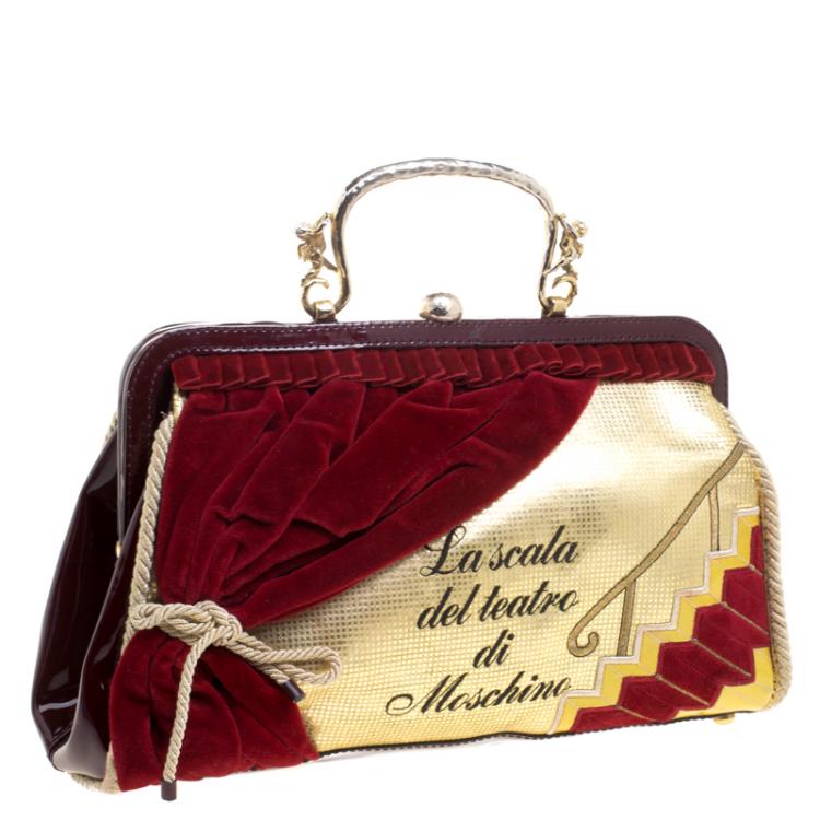 Pre Owned Moschino Multicolor Patent Leather/Leather and Velvet Lascala Del Teatro Di Moschino Bag