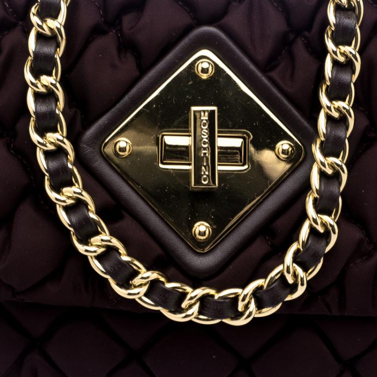Pre Owned Moschino Dark Burgundy Nylon Crossbody Bag
