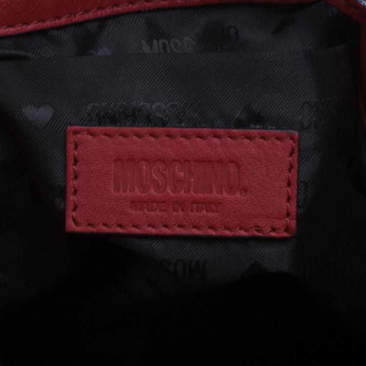 Pre Owned  Moschino Red Leather Bucket Drawstring Hobo