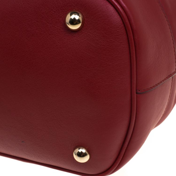 Pre Owned  Moschino Red Leather Bucket Drawstring Hobo