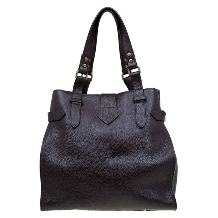 Pre Owned Mulberry Choco Brown Leather Elgin Tote