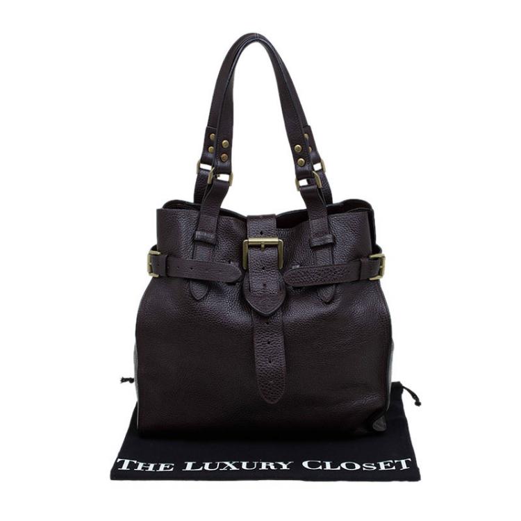Pre Owned Mulberry Choco Brown Leather Elgin Tote