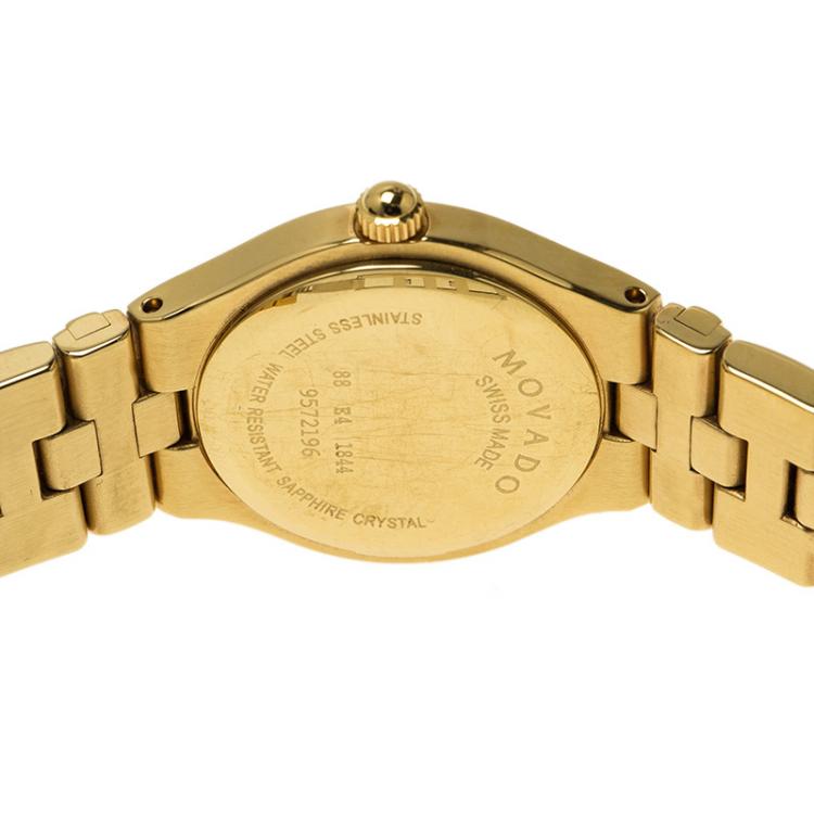 Pre Owned Movado Champagne Gold-Plated Stainless Steel Bold Women's Wristwatch 24MM