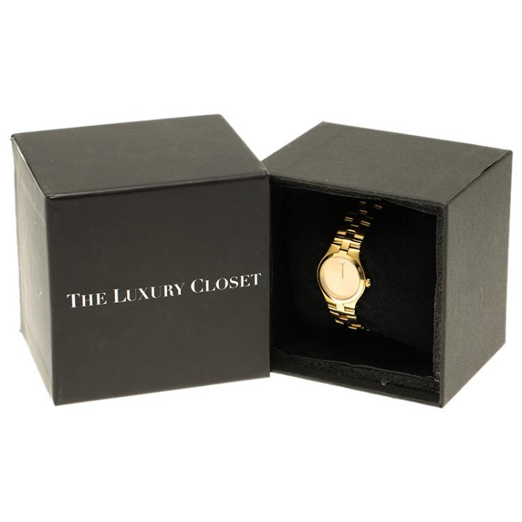 Pre Owned Movado Champagne Gold-Plated Stainless Steel Bold Women's Wristwatch 24MM
