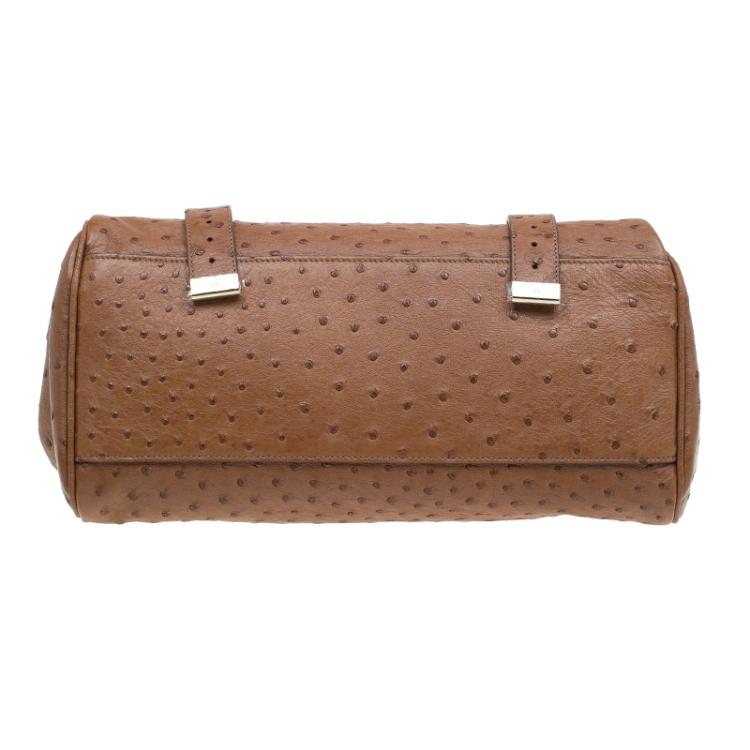 Pre Owned Mulberry Brown Ostrich Leather Alexa Satchel Bag