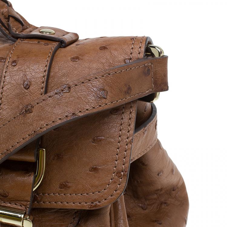 Pre Owned Mulberry Brown Ostrich Leather Alexa Satchel Bag