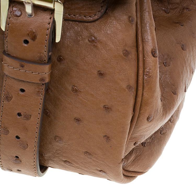 Pre Owned Mulberry Brown Ostrich Leather Alexa Satchel Bag