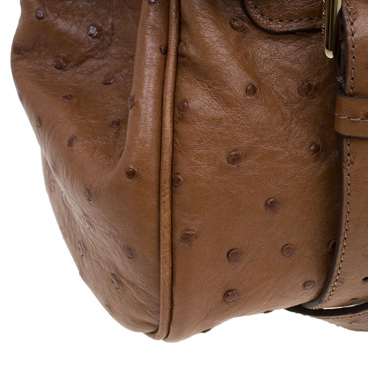 Pre Owned Mulberry Brown Ostrich Leather Alexa Satchel Bag