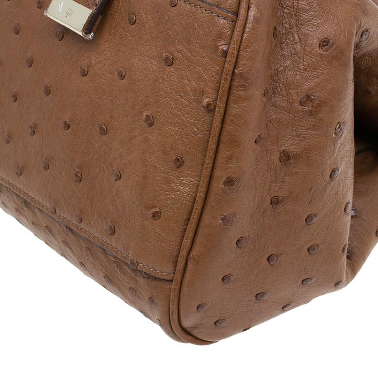 Pre Owned Mulberry Brown Ostrich Leather Alexa Satchel Bag
