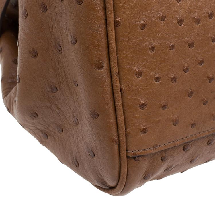 Pre Owned Mulberry Brown Ostrich Leather Alexa Satchel Bag