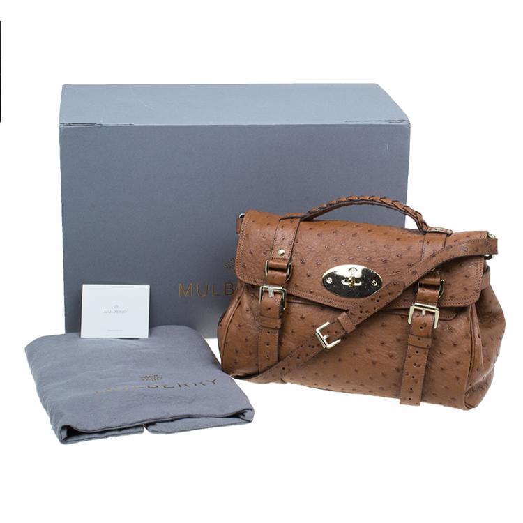Pre Owned Mulberry Brown Ostrich Leather Alexa Satchel Bag