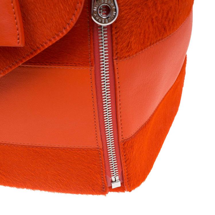 Pre Owned Mulberry Orange Calfhair Stripe and Leather Willow Tote